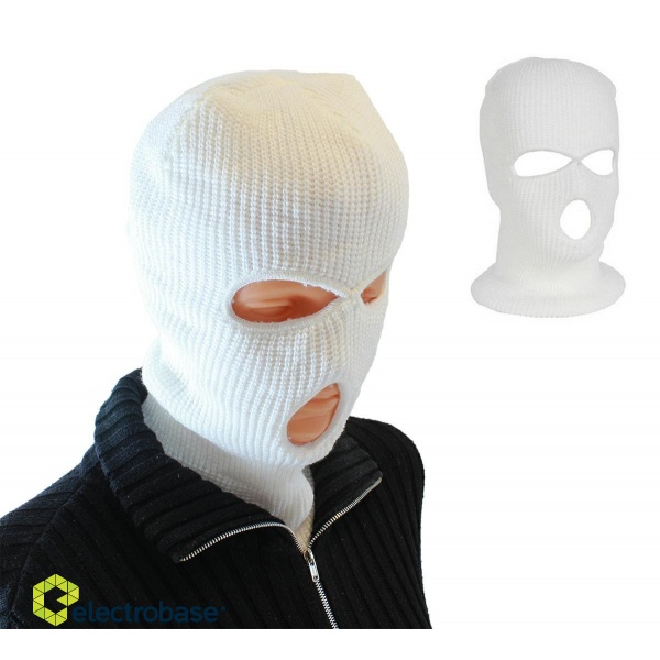 Preces Mājai un Dārzam // Dažādi mājas un mājsaimniecības aksesuāri // BQ42C Kominiarka balaclava 3 otwory whit image 1