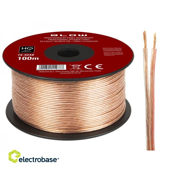 Acoustic audio systems cable and wire. Speaker cable // 73-324# Przewód głośnikowy 2x1,00mm przezroczysty
