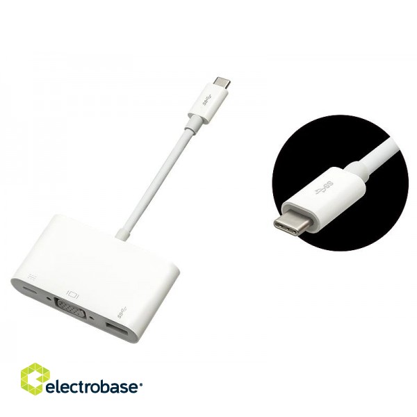 Tahvelarvutid ja tarvikud // USB kaablid // 76-102# Adapter usb wtyk usb-c 3.1 - gniazdo vga +gniazdo micro usb zasilające 10cm
