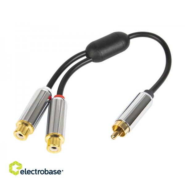 Liittimet // Different Audio, Video, Data connection plug and sockets // 91-230# Rozgałęziacz rca:wtyk-2gniazda metal z przewodem 15cm