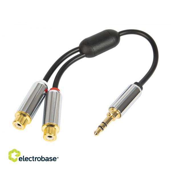 Liittimet // Different Audio, Video, Data connection plug and sockets // 91-240# Rozgałęźnik jack: wtyk 3,5st-2gniazdo rca z przewodem 15cm metal