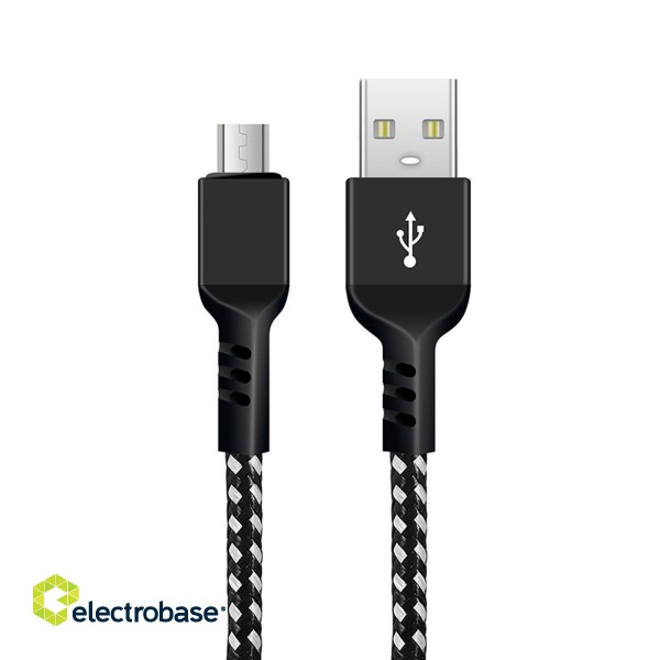 Planšetdatori un aksesuāri // USB Kabeļi // Kabel micro USB Maclean, Wspierający Fast Charge 2.4A, Przesył danych, 5V/2.4A, Czarny, Dł. 2m, MCE483 image 1