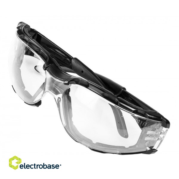 SALE // Okulary ochronne z wkładką piankową, białe soczewki, klasa odpornosci FT image 6