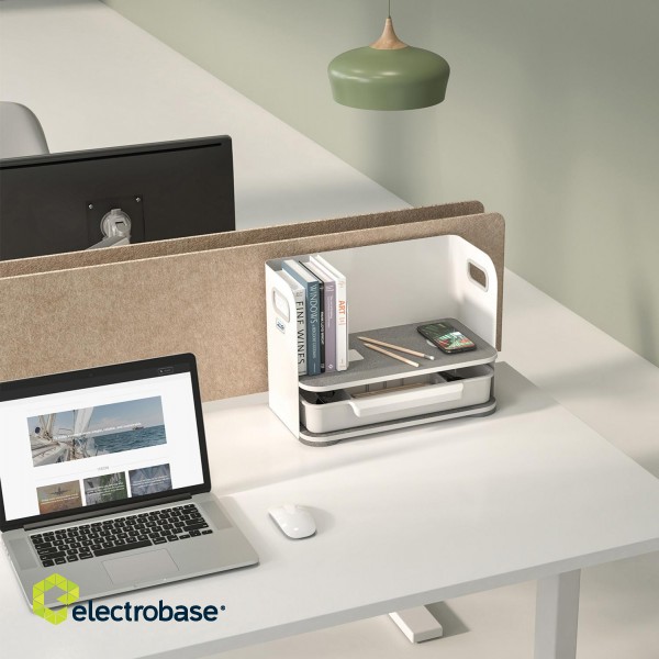 SALE // Organizer biurkowy z szufladą i ładowarką bezprzewodową Ergo Office, biały, max. 10kg,  ER-441 image 9