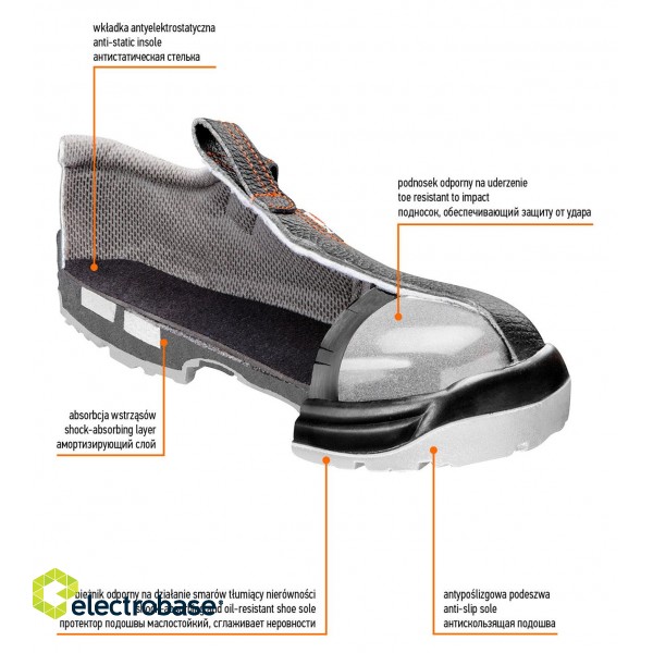 Shoes, clothes for Work | Personal protective equipment // Shoes, sandals and Wellington boots // Sandały robocze S1 SRC, skórzane, rozmiar 47 image 4