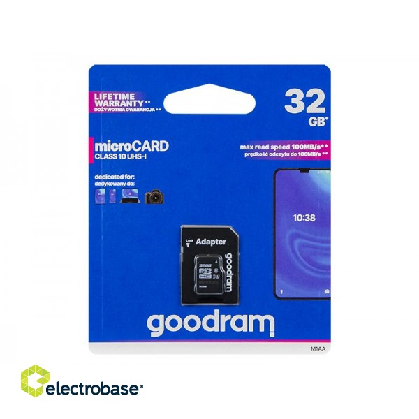 Внешние устройства хранения данных // USB Flash Памяти // 66-225# Karta microsdhc 32gb+adapter sd cl10 goodram uhs-i