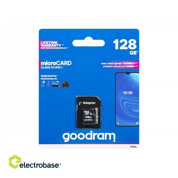 Ārējās datu glabāšanas iekārtas // USB Flash Atmiņa // 66-279# Karta microsdxc 128gb+adapter sd cl10 goodram uhs-i