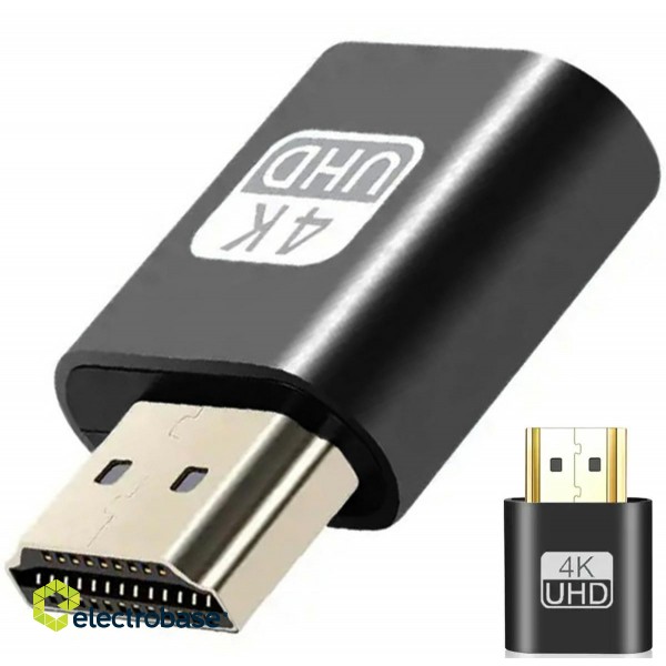 Koaksialinių kabelių sistemos // HDMI, DVI, AUDIO jungiamieji laidai ir priedai // AK53E Adapter hdmi emulator monitora      black paveikslėlis 1