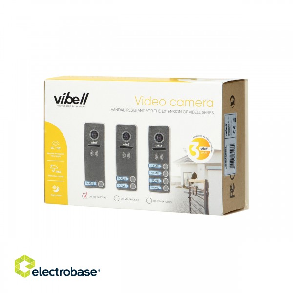 Domofoni (namruņi) | Durvju zvani // Video/Audio namrunis // Wideo kaseta 1-rodzinna z kamerą szerokokątną, kolor, wandaloodporna, diody LED, do zastosowania w systemach VIBELL image 2