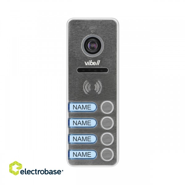Domofoni (namruņi) | Durvju zvani // Video/Audio namrunis // Wideo kaseta 4-rodzinna z kamerą szerokokątną, kolor, wandaloodporna, diody LED, do zastosowania w systemach VIBELL