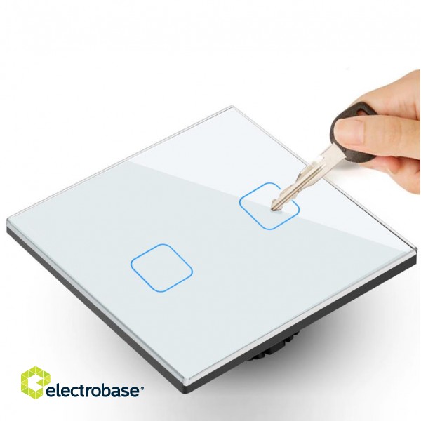 Electric Materials // Сlearance sale // Dotykowy włącznik światła Maclean, podwójny, szklany, biały z kwadratowym podśw. przycisku, MCE703W image 3