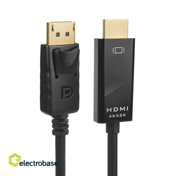 Koaksiālo kabeļi 75 Ohm, 50 Ohm un Televīzijas aksesuāri // HDMI, DVI, Audio savienotājkabeļi un aksesuāri // Kabel Display Port (DP) - HDMI Maclean, 4K/30Hz, 1.8m, MCTV-714 image 1