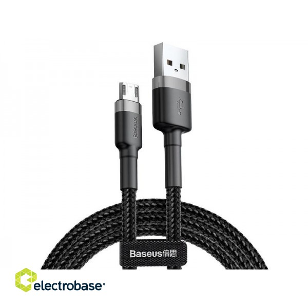 Mobilie Telefoni un aksesuāri // Lādētāji un turētāji // BASEUS Cafule Micro USB cable 2.4A 0,5m (CAMKLF-AG1) gray + black image 1