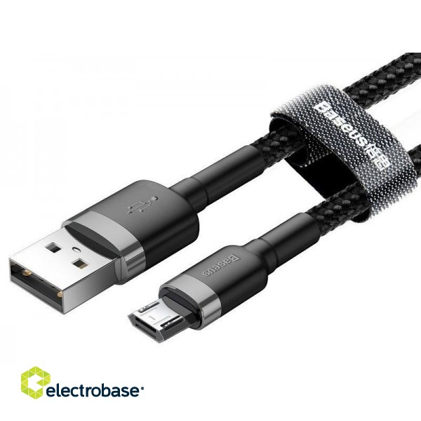 Mobilie Telefoni un aksesuāri // Lādētāji un turētāji // BASEUS Cafule Micro USB cable 2.4A 0,5m (CAMKLF-AG1) gray + black image 2