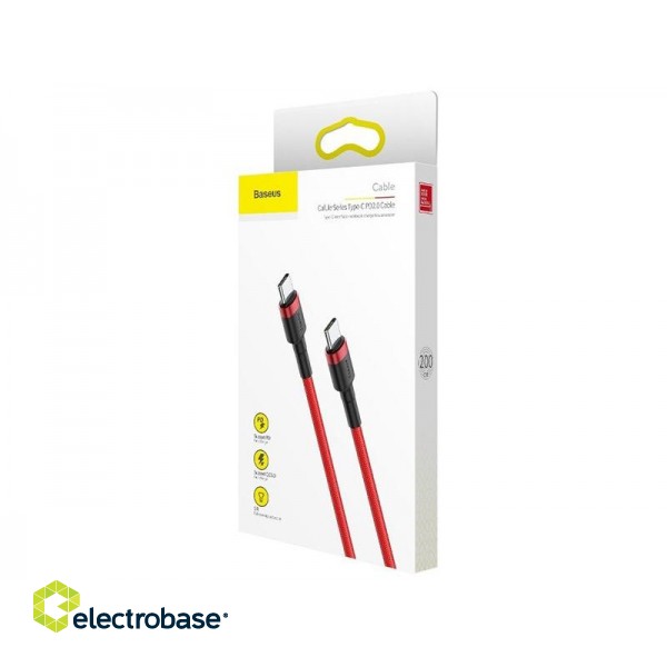 Mobile Phones and Accessories // Chargers and Holders 77 // BASEUS Kabel USB-C - USB-C 2,0m Cafule PD 2.0 QC 3.0 60W (CATKLF-H09) Red image 7