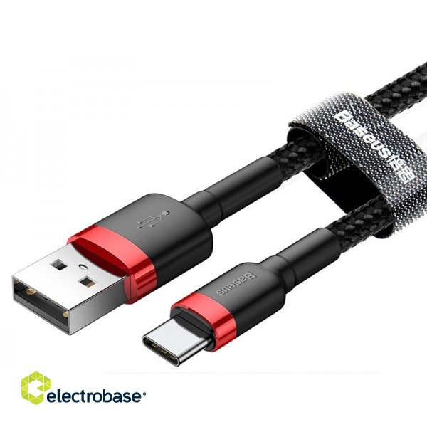 Mobilie Telefoni un aksesuāri // Lādētāji un turētāji // BASEUS Kabel USB Type C 0,5m (CATKLF-A91) Black+Red image 3