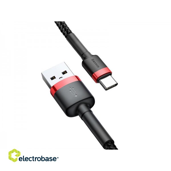 Mobilie Telefoni un aksesuāri // Lādētāji un turētāji // BASEUS Kabel USB Type C 0,5m (CATKLF-A91) Black+Red image 5