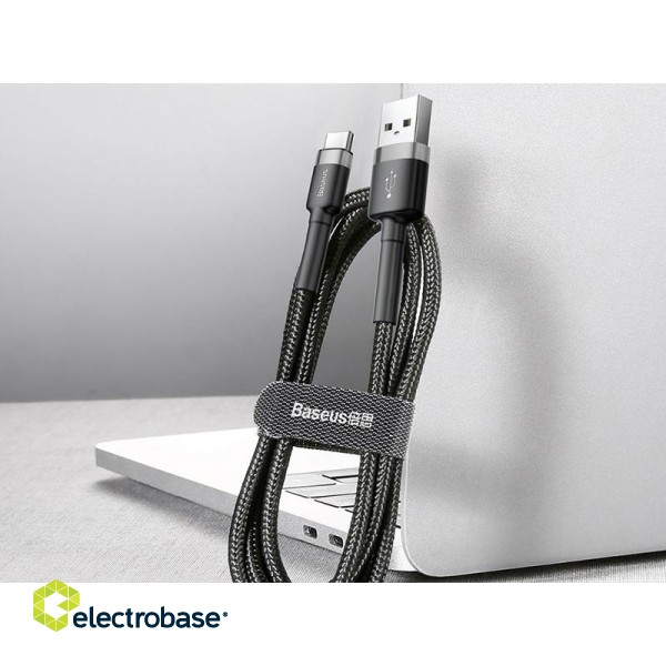 Mobilie Telefoni un aksesuāri // Lādētāji un turētāji // BASEUS Kabel USB Type C 0,5m (CATKLF-AG1) Gray+Black image 4