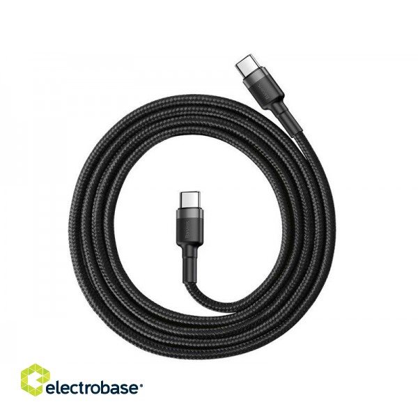 Mobilie Telefoni un aksesuāri // Lādētāji un turētāji // BASEUS Kabel USB Type C 1m Cafule PD 2.0 QC 3.0 60W (CATKLF-GG1) Gray+Black image 2