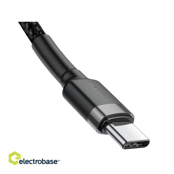 Mobile Phones and Accessories // Chargers and Holders 77 // BASEUS Kabel USB Type C 1m Cafule PD 2.0 QC 3.0 60W (CATKLF-GG1) Gray+Black image 3