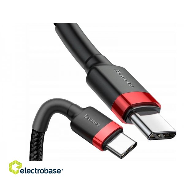 BASEUS Kabel USB Type C 2m Cafule PD 2.0 QC 3.0 60W (CATKLF-H91) Black+Red image 3