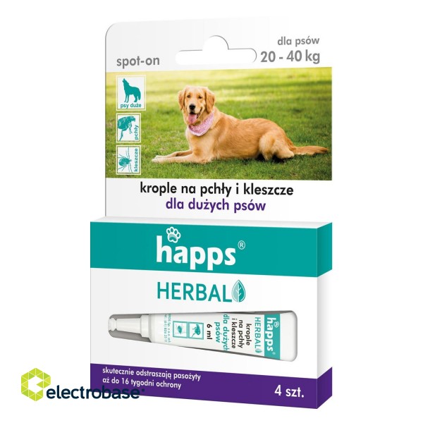 Home and Garden Products // Goods for pets // Krople na pchły i kleszcze dla dużych psów Happs Herbal