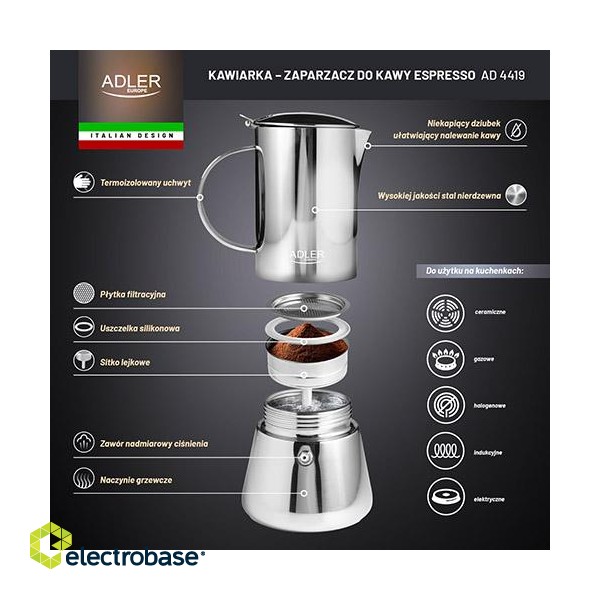 Coffee makers and coffee // Coffee machine | Coffee makers // AD 4419 Kawiarka ? zaparzacz do kawy espresso - 350ml image 10