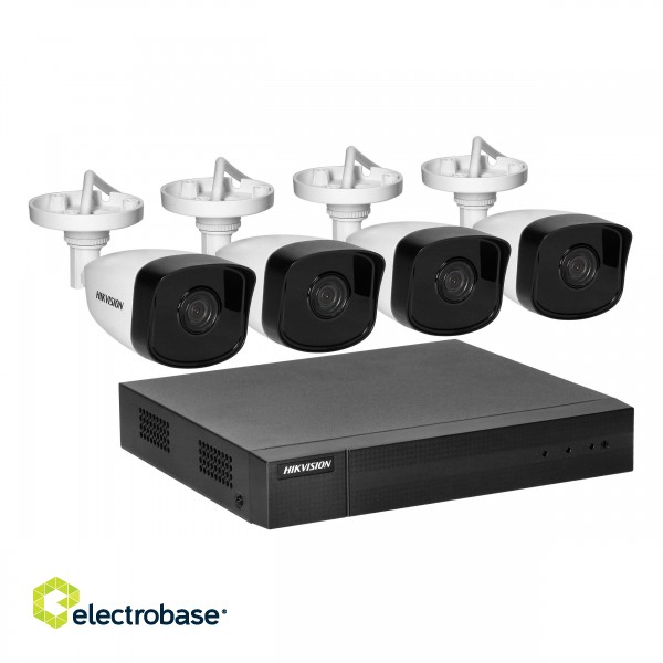 Video surveillance // CCTV sets // HIKVISION IPKIT-B4-4CH zestaw monitoringu z 4 tubowymi kamerami IP HIKVISION  IP-CAM-B140H oraz 4-kanałowym rejestratorem HIKVISION NVR-4CH, rozdzielczość 4Mpx, zasilanie PoE, doświetlenie IR, cyfrowa redukcja szumów, IP image 1