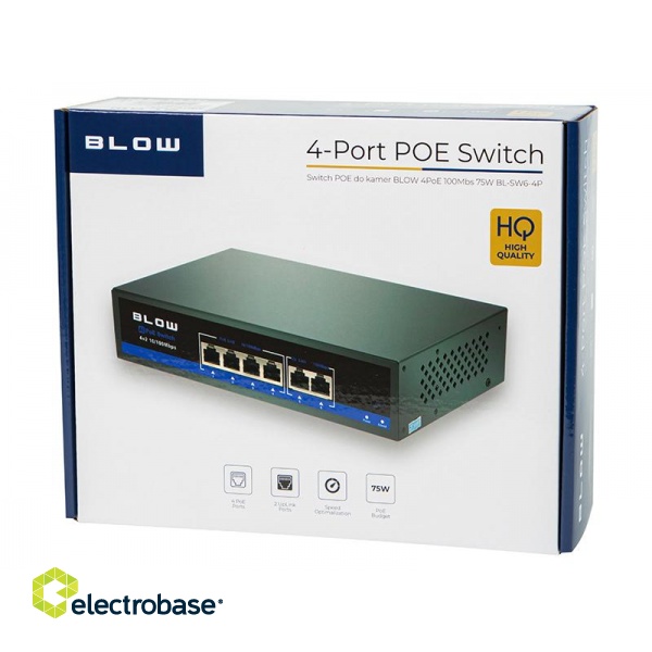 Video surveillance // CCTV Monitors // 77-935# Switch poe do kamer blow 4poe 100mbs 75w bl-sw6-4p image 4