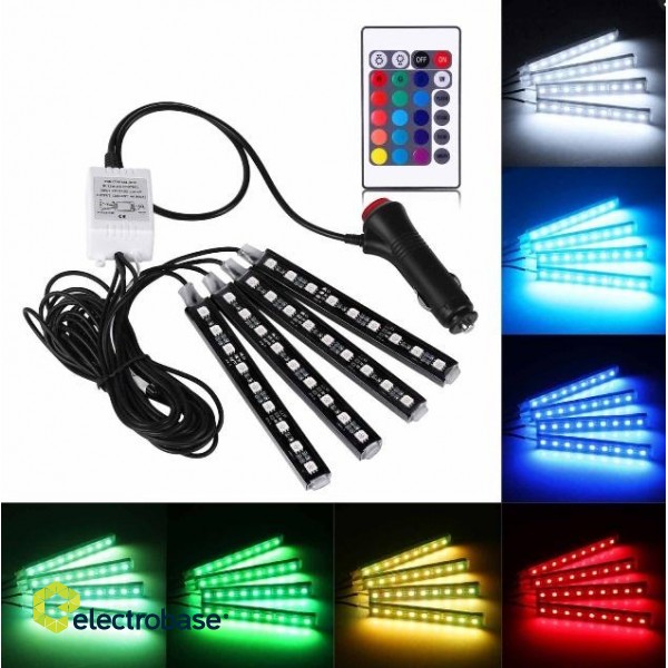 LED-valaistus // Light bulbs for CARS // ZD65A Oświetlenie wnętrza auta rgb4x9led image 1