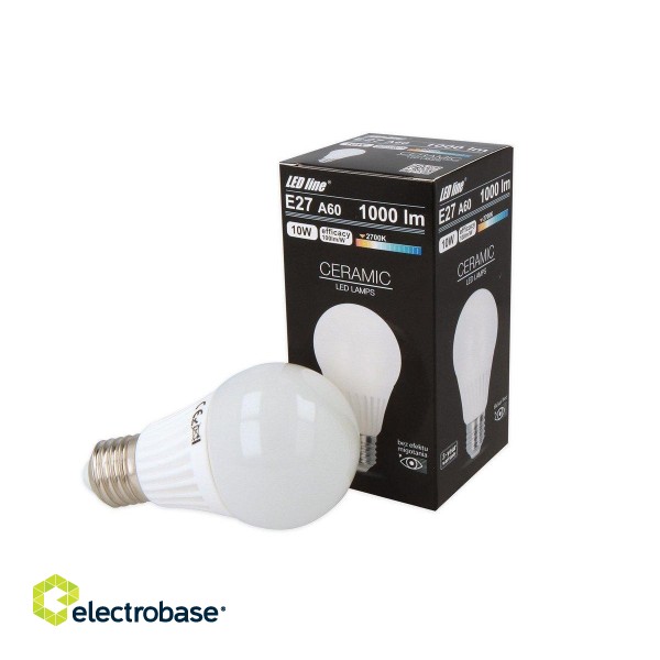 LED bulb E27 230V 10W A60 1000lm warm white 2700K, CERAMIC, LED line фото 1