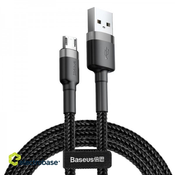 Cable USB A plug - micro USB plug 3.0m QC3.0 Cafule grey+black BASEUS image 1