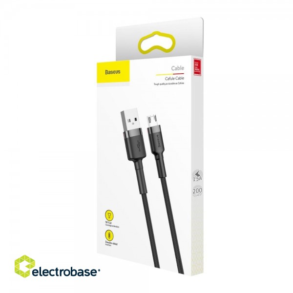 Cable USB A plug - micro USB plug 3.0m QC3.0 Cafule grey+black BASEUS image 4
