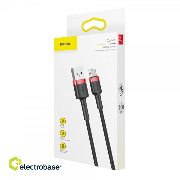 Cable USB A plug - USB C plug 1.0m QC3.0 red+black BASEUS image 4