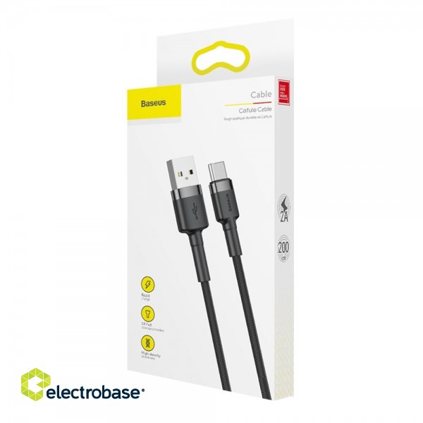 Cable USB A plug - USB C plug 2.0m QC3.0 grey+black BASEUS image 4