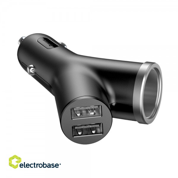 Car Charger 2xUSB 3.4A with Cigarette Lighter Port, Black фото 2