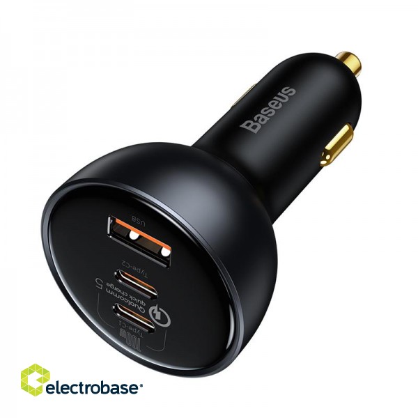 Car Quick Charger 12-24V 160W USB + 2xUSB-C QC5 PD3.0 with USB-C Cable 1m image 2