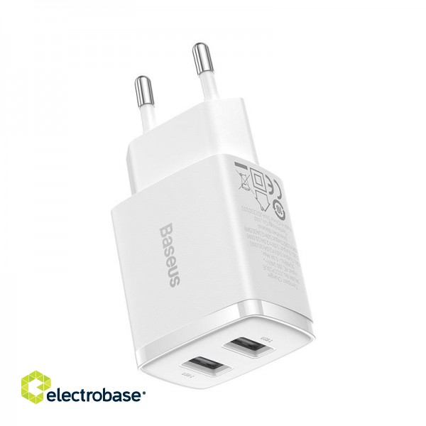 Wall Charger 10.5W 2xUSB 2.1A, White image 2