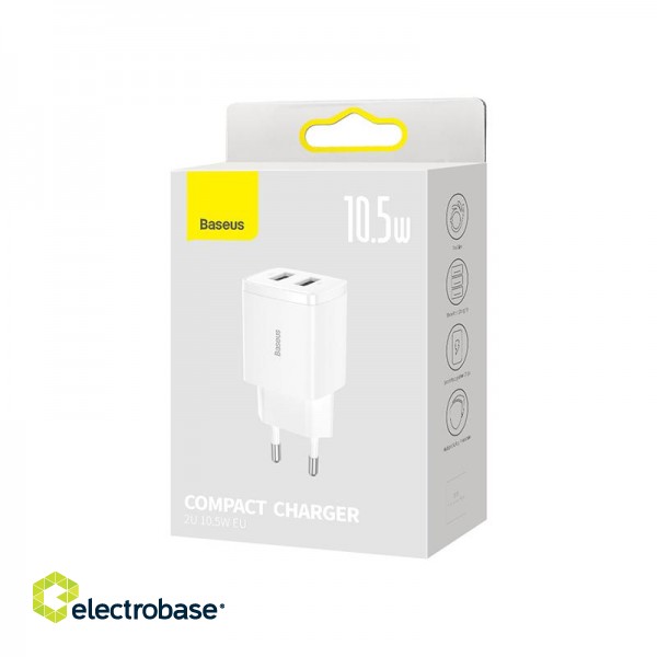 Wall Charger 10.5W 2xUSB 2.1A, White image 7