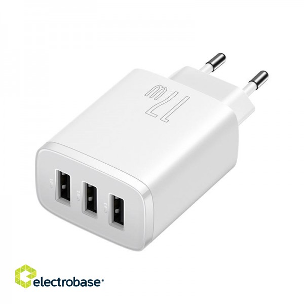 Wall Charger 17W 3xUSB 3.4A, White image 4