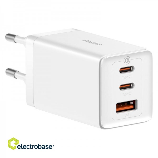 Wall Charger GaN5 Pro 65W USB + 2xUSB-C QC3.0 PD3.0 with USB-C 1m Cable, White image 1