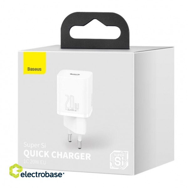 Wall Quick Charger Super Si 20W USB-C QC3.0 PD, White фото 4