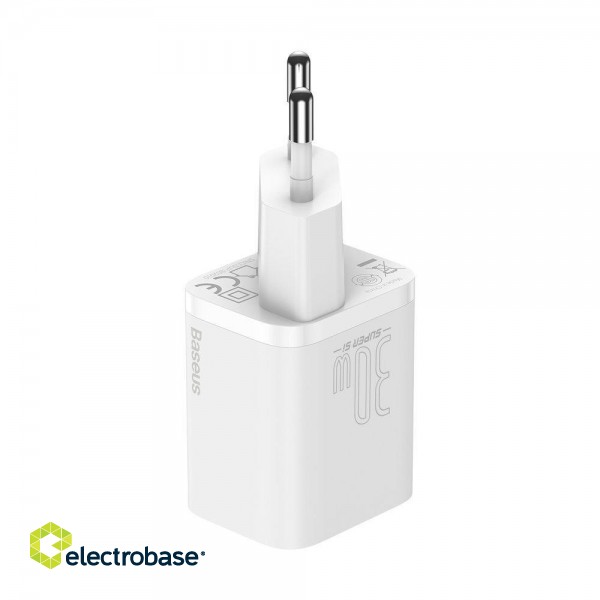Wall Quick Charger Super Si 30W USB-C QC3.0 PD, White фото 2