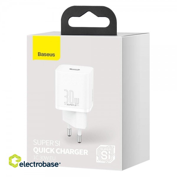 Wall Quick Charger Super Si 30W USB-C QC3.0 PD, White image 4