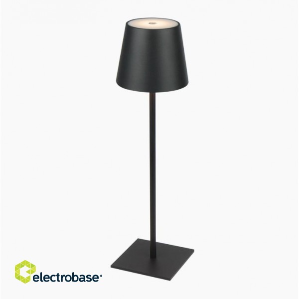 Rechargable table lamp, 3.5W, 400lm, IP54, warm white 3000K, 4000mAh, black USB type C image 1