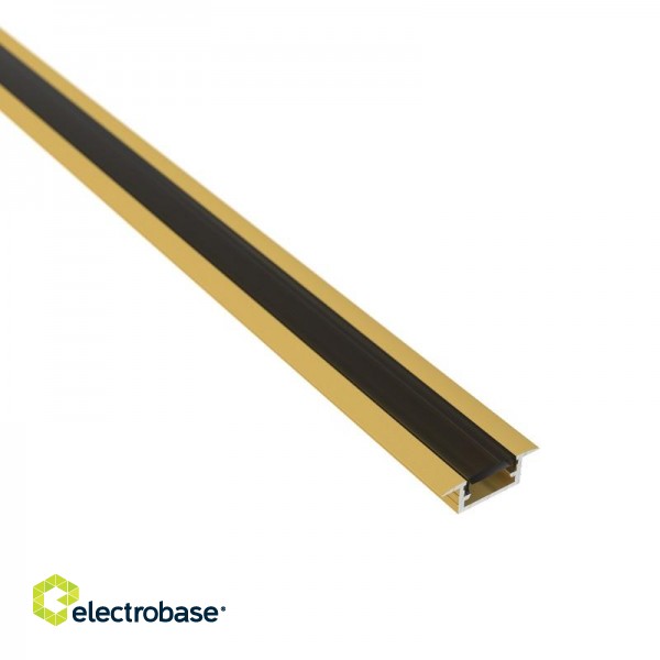 Aluminum profile with black cover for LED strip, golden, recessed INLINE MINI XL 2m paveikslėlis 1