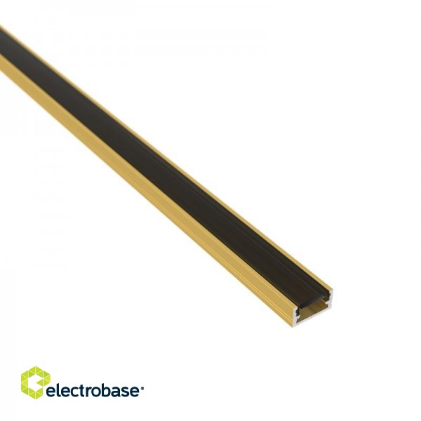 Aluminum profile with black cover for LED strip, golden, surface LINE MINI 2m фото 1