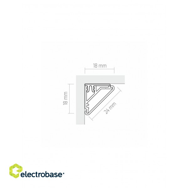 Aluminum profile with white cover for LED strip, anodized, corner 45° CORNER LINE, 3m фото 2