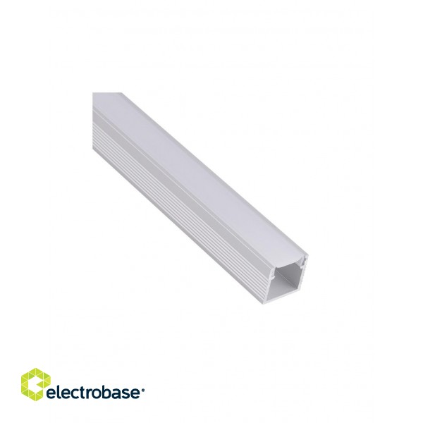 Aluminum profile with white cover for LED strip, anodized, surface, high, LINE, 2m paveikslėlis 1