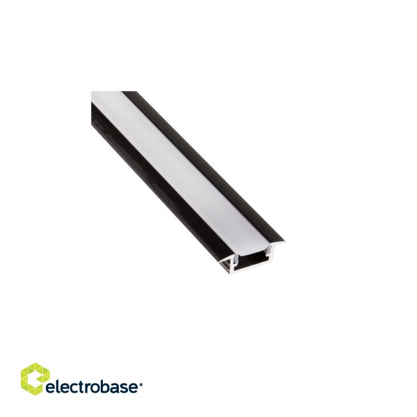 Aluminum profile with white cover for LED strip, black, recessed INLINE MINI XL 2m paveikslėlis 1